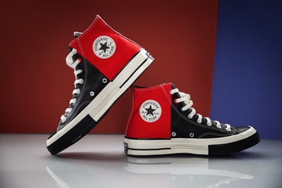 red and white converse all star high top sneakers